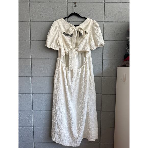 NWT Women's Zara Bloggers Favorite Jacquard Textured Midi Dress Bow Back sz XXL - Picture 5 of 7
